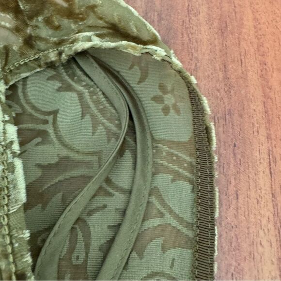 Chelsea and Violet tone on tone Olive velvet flocked fully lined  dress EUC SZ M - Picture 3 of 15